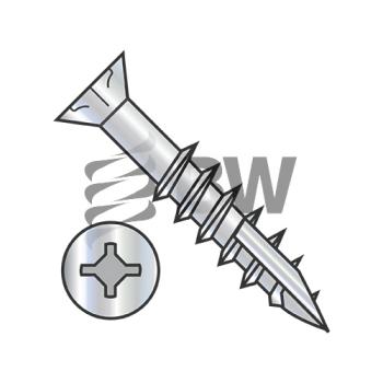 9-10 x 3  Square Phil #8Flat w/Nibs Deep Thread Wood Screw 2/3 Thread Type 17 Zinc Bake, 0948D x F17D8