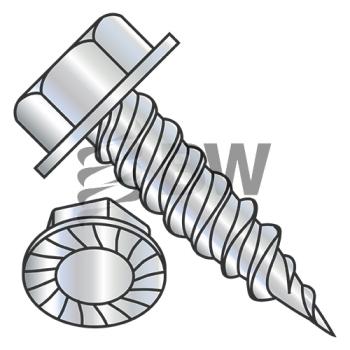8-15 x 1/2  Unslt Ind He x  Washer Serrated 1/4in Across Flat F/T Self Pierce Sc Zinc Needle Pt, 0808PWS