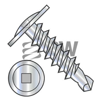 10-16 x 4  Square Drive Modified Truss Head Self Drilling Screw Full Thread Zinc and Bake, 1064KQM
