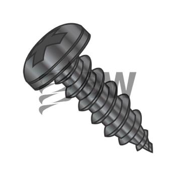 10-12 x 1  Phillips Pan Self Tapping Screw Type A Fully Threaded Black Zinc and Bake, 1016APPBZ