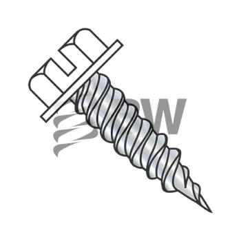 8  x  2 Slotted He x  Washer 1/4in Across Flat Full Thread Self Piercing Screw Zinc & White Painted Head, 0832PSWWH