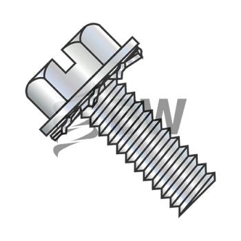 12-24 x 3/8  Slotted He x  Washer E x ternal Sems Machine Screw Fully Threaded Zinc And Bake, 1206ESW