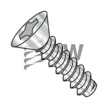 4-24 x 1  Phillips Flat Self Tapping Screw Type B Fully Threaded 18-8 Stainless Steel, 0416BPF188