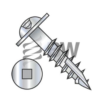 10-9 x 2  Square Drive Round Washer Head Deep Thrd Type 17 Wood Screw 2/3 Thrd ZincBake, 1032DQRW17D