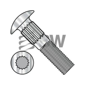1/4in-20 X 1/2in  Ribbed Neck Carriage Bolt Fully Threaded 18-8 Stainless Steel