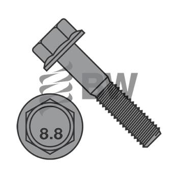 M10-1.5X16  DIN 6921 Class Class 8.8  Metric Flange Bolt Screw Non Serrated Plain, M1016BF8P