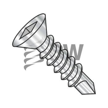 10-16 x 1 1/2  Square Drive Flat Head Self Drilling Screw Full Thread 410 Stainless Steel, 1024KQF410