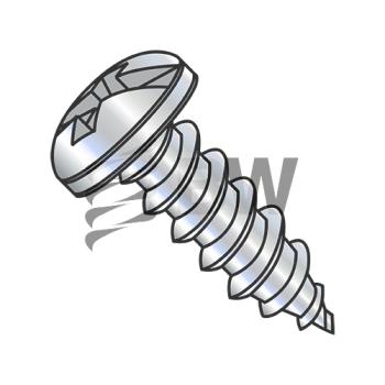 8-15 x 1 3/4  Combination (slot/phil) Pan Head Self Tapping Screw Type A Full Thread Zinc Bake, 0828ACP