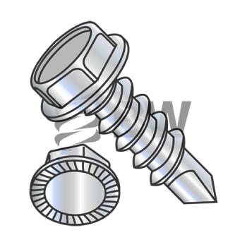 1/4-14 x 1 1/4  Unslotted He x washer Serrated Self Drilling Screw Full Thread Zinc and Bake, 1420KWS