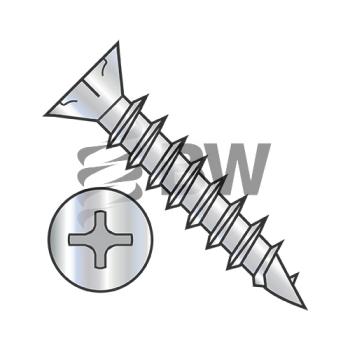 8-11 x 1  Phillips Flat Head w/Nibs Deep Thread Wood Screw Fully Threaded Zinc Bake, 0816DPFND