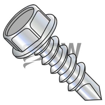 10-16 x 1  Unslotted Indented He x washer High Head Self Drill Screw Full Thread #3 Point, 1016KWH