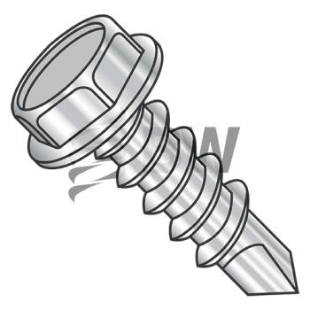 5/16-12 x 4  Unslotted Indent He x  Washer Self Drill Screw Full Thread 18-8 Stainless Steel, 3164KW188