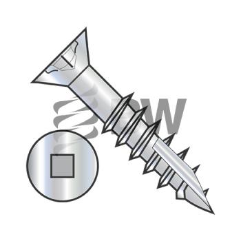 10 x 4  Flat Head Nibbed Square Drive Deep Thread Wood Screw Type 17 2/3 Thread ZincBake, 1064DQF17D