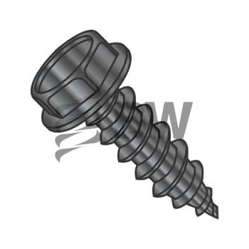 12-14 x 3/4  Unslotted Indented He x  Washer Self Tap Screw Type AB Full Thread Black Zinc Ba, 1212ABWBZ