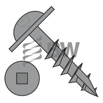 8-9 x 1 1/2  Square Round Washer Pocket Hole Face Frame Coarse Thrd Type17 Partial Thrd Plain, 0824DFQRW17P