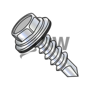 1/4-14 x 3/4  Unslot He x washer w/Bonded NEO EPDM Washer Self Drill Screw Full Thread Zinc Bake, 1412KWN