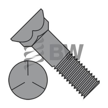 3/8-16in X 1 1/4in Grade 5 Plow Bolt W/ No. 3 Head, Plain