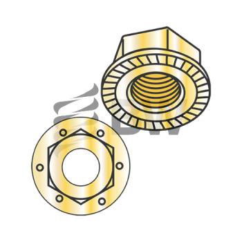 1/2-13  Serrated Flange Hex Lock Nuts Grade 8 Zinc Yellow