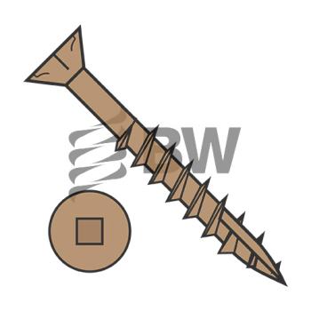 8-8 x 2  Square Flat Nibs Deck Screw Type17 2/3 Thread Tan Ceramic 1,200HR Salt Spray, 0832DQF17CTN