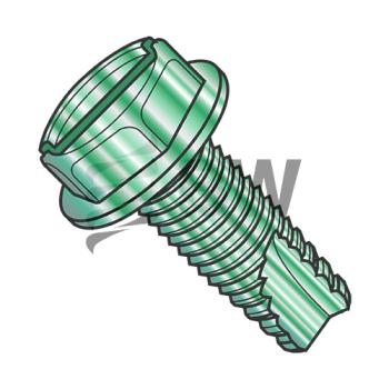 8-32 x 5/16  Slotted Indented He x  Washer Thread Cutting Screw Type 23 Fully Threaded Zn Grn, 08053SWG