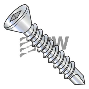 6-20 x 1  Square Drive Flat Trim Head Self Drilling Screw Full Thread Zinc and Bake, 0616KQFT