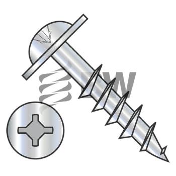 8-11 x 2  Square Phillips Drive Round Washer Deep Thread Wood Screw 2/3 Thread Zinc Bake, 0832D x RWD