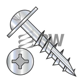 8-11 x 1 1/2 Square Phillips Drive Round Washer Deep Thread Type17 Thread Zinc Bake, 0824D x RW17