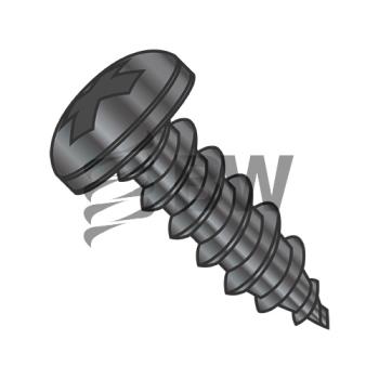8-15 x 3  Phillips Pan Self Tapping Screw Type A Fully Threaded Black O x ide, 0848APPB