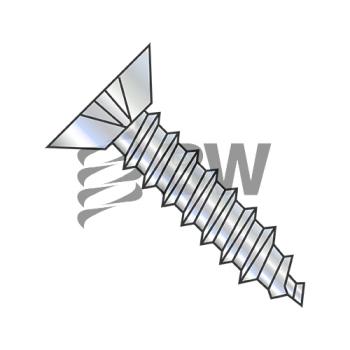 10-12 x 1  Phillip Flat Undercut Self Tapping Screw Type A Fully Threaded Zinc And Bake, 1016APU