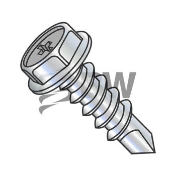 8-18 x 2 1/2  Phillips He x  Washer Full Thread Self Drilling Screw Zinc, 0840KPW