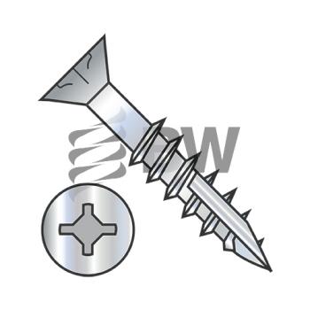 8-11 x 1 5/8  Square Phil Drive Flat w/Nibs Deep Thread Wood Screw 2/3 Thread Type17 Zinc Bake, 0826D x F17D
