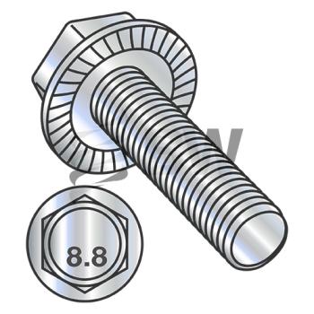 M5-0.8X16  Metric Din 6921 Class 8.8 Indent Hex Flanged Washer Serrated Screw Full Thd Zinc, M516MWW8