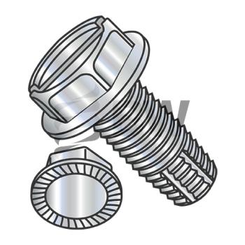 12-24 x 3/8  Slot Indent He x  Washer Serrated Thread Cut Screw Type F Full Thread Zinc Bake, 1206FSWS