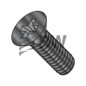 4-40 x 1 1/2  Phillips Flat Machine Screw Fully Threaded 18-8 Stainless Steel Black O x ide, 0424MPF188B