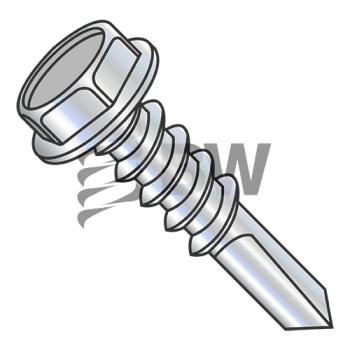 1/4-14 x 2  Unslotted He x  Washer With Number 5 Point Full Thread Self Dril Screw Zinc Bake, 1432KW5