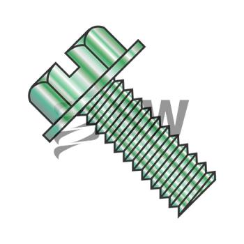 12-24 x 3/8  Slotted Indented He x  Washer Head Machine Screw Fully Threaded Zinc and Green, 1206MSWG