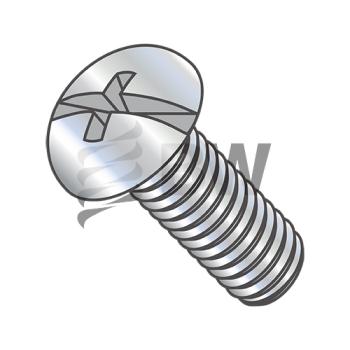 8-32 x 1/4  Combination (Phil/Slot) Round Head Fully Threaded Machine Screw Zinc, 0804MCR