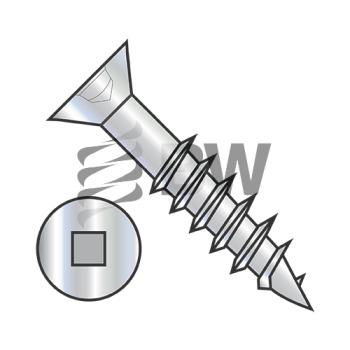 8 x 1 1/4  Flat Head (no nibs) Square Drive Deep Thread Wood Screw 2/3 Threaded Zinc Bake, 0820DQFD
