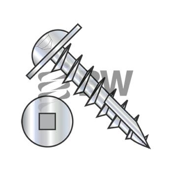 8-11 x 3/4  Square Drive Round Washer Head Deep Thread Wood Screw Type 17 Full Thrd ZincBake, 0812DQRW17D