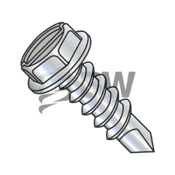 1/4-14 x 2 1/2  Slotted Indented He x  Washer Self Drilling Screw Full Thread Zinc & Bake, 1440KSW