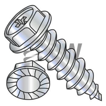 6-20 x 1 1/2  Phillips Indent He x washer Serrated Self Tap Screw Type AB Full Thread Zinc Bake, 0624ABPWS
