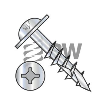 10-9 x 3  Phil Square Round Washer Deep Thread Wood Screw 2 Type 17 2/3 Thread Zinc Bake, 1048D x RW217