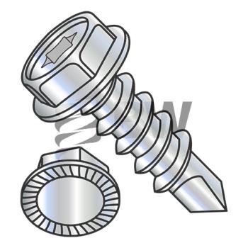 8-18 x 1/2  6 Lobe Indented He x  Washer Serrated Self Drilling Screw Full Thread Zinc Bake, 0808KTWS