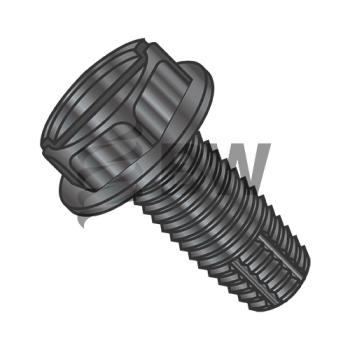 10-32 x 1/2  Slotted He x  Washer Thread Cutting Screw Type F Fully Threaded Black O x ide, 1108FSWB