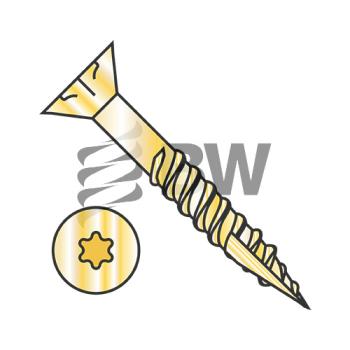 10 x 4  6 Lobe Flat Nibs Coarse Thread Type 17 E x terior Screw Partial Thread Zinc Yellow, 1064DTF17Y