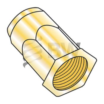 M6X1.0X3.00  Metric Thin Head Hex Body Rivet Nut Steel Zinc Yellow Dichromate, HS-M63.00Y