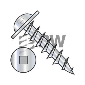 8 x 5/8  Square Drive Round Washer Head Deep Thread Wood Screw Full Thread Zinc Bake, 0810DQRWD