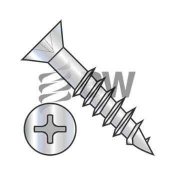 8 x 1 1/4  Phillips Flat Head no Nibs Deep Thread Wood Screw 2/3 Threaded Zinc Bake, 0820DPFD