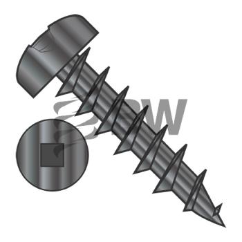 8-11 x 3/4  Square Drive Pan Deep Thread Wood Screw Full Thread Black O x ide, 0812DQPDB