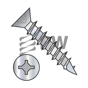8 x 1  Square Phillips Drive Flat Head no Nibs Deep Thread Wood Screw Full Thd ZincBake, 0816D x FD